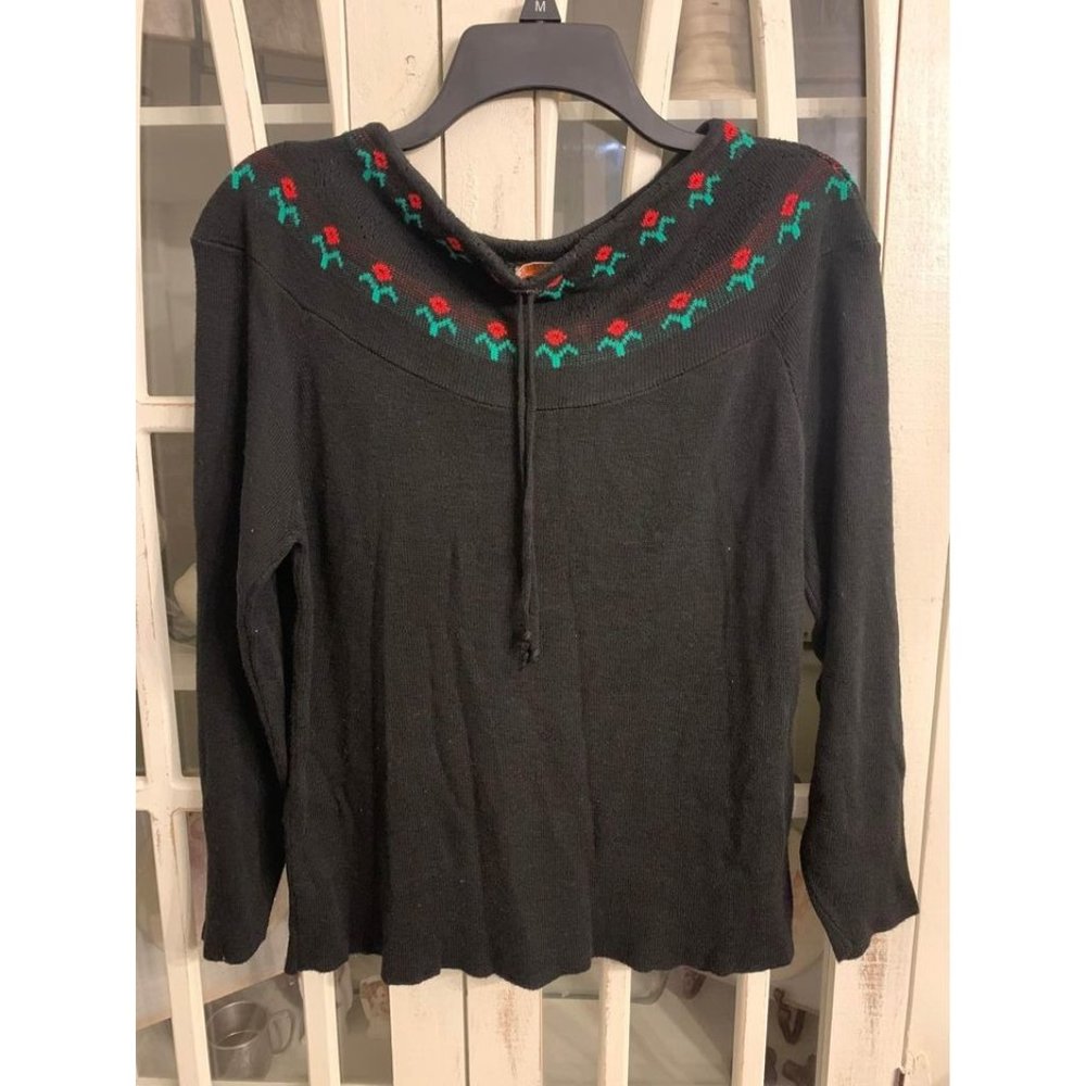 Vintage Jolie Knitwear woman’s floral sweater, size Medium (bin J)